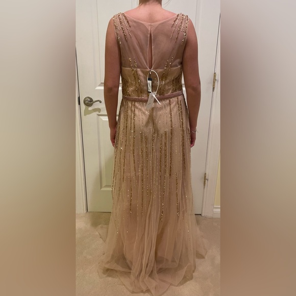 Marchesa | beaded nude gown w/ sheer cape - Picture 4 of 12